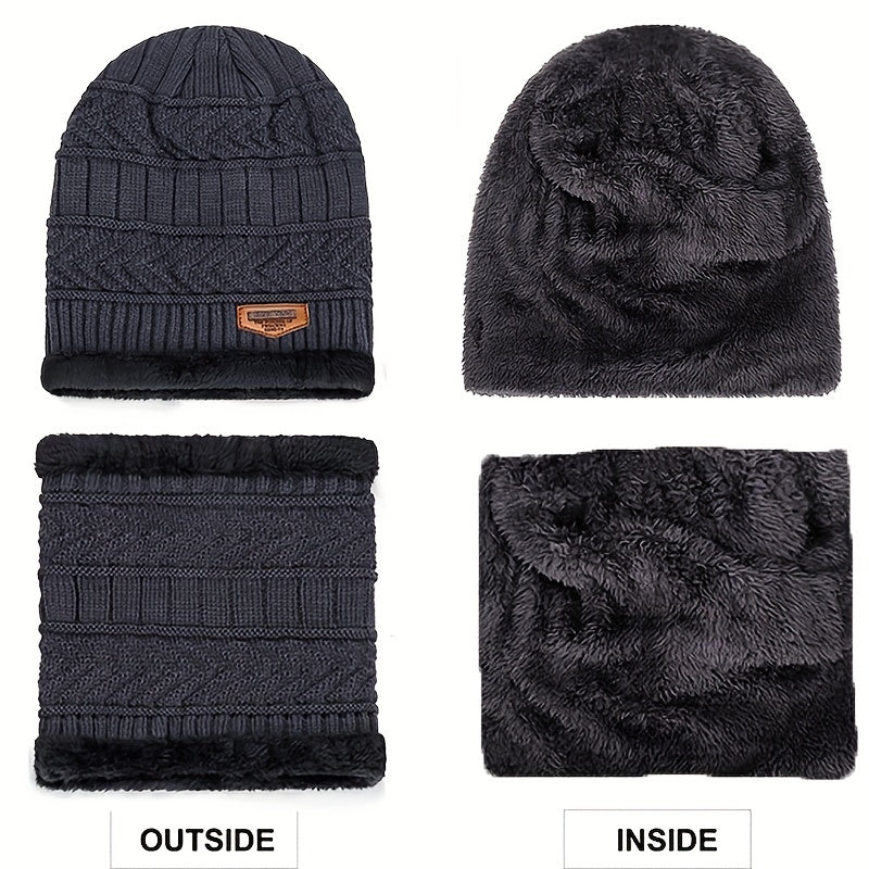 Winter Beanie Hat Scarf Gloves Set Knit Touchscreen 3pcs