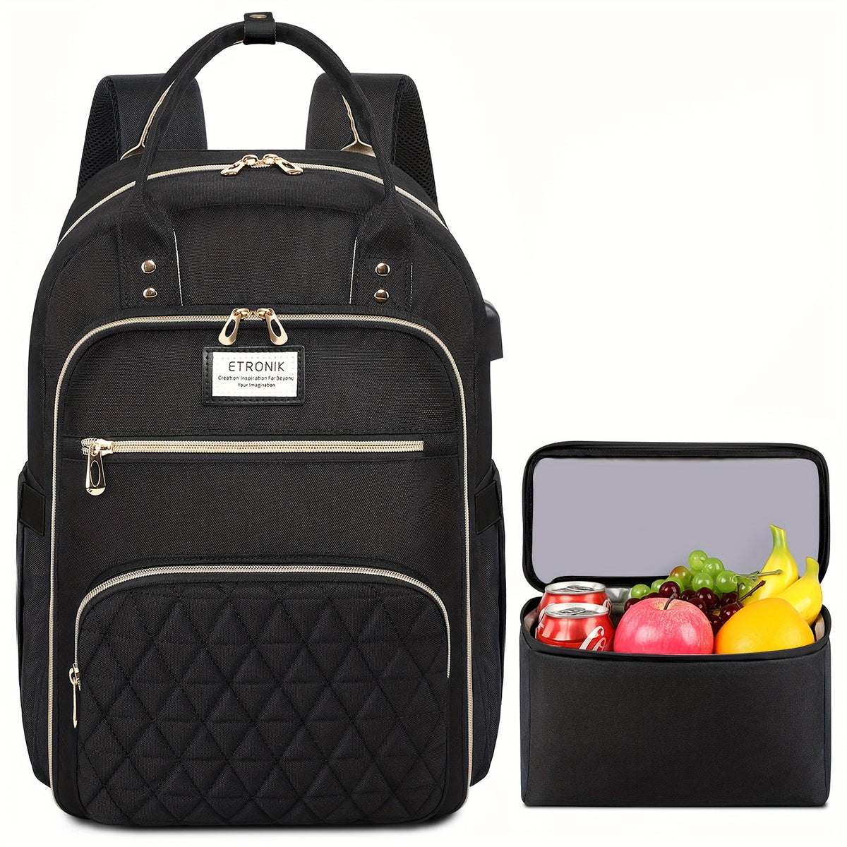 ETRONIK Women's Lunch Backpack 39 Laptop Backpack with Insulated Cooler