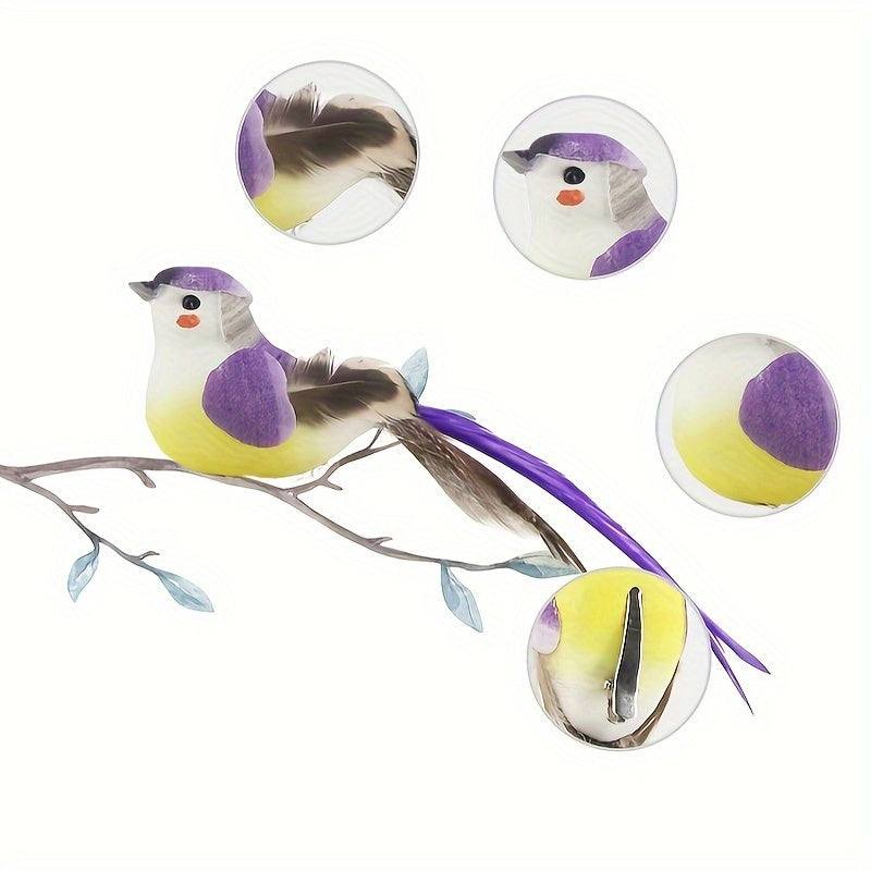 12pcs Feather Bird Ornaments for Christmas Tree Garden Decoration
