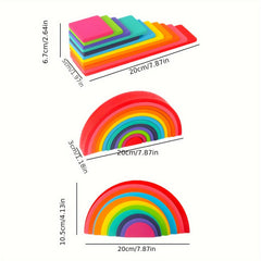 Rainbow Building Block Toy for Kids, Interactive Sensory Play Set