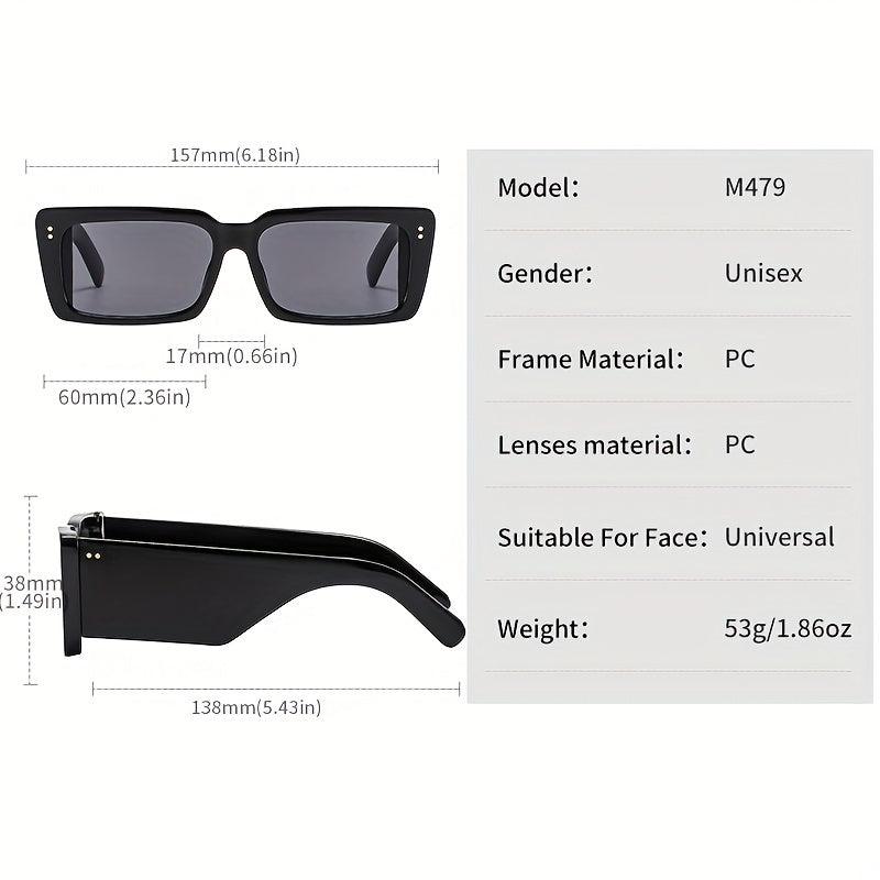 Thick Frame Square Sunglasses for Men Women PC Glasses