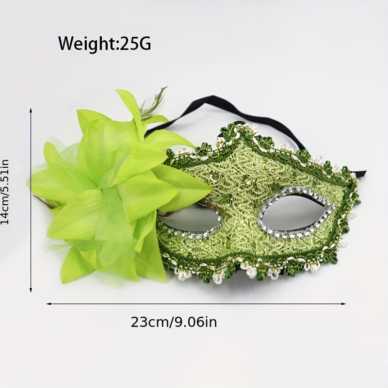 Prom Mask Women's Green Lace Mask Halloween Costume