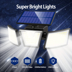 Outdoor Solar Wall Lights 3000LM Motion Sensor Waterproof Rotatable