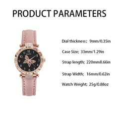 Butterfly Quartz Watch & Rhinestone Jewelry Set