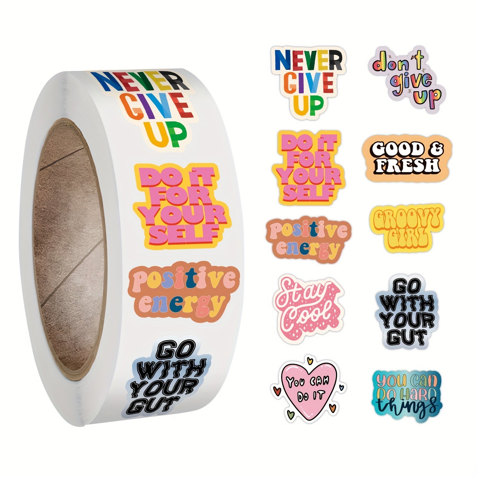 500pcs Motivational Quote Stickers Roll Waterproof Vinyl Stickers