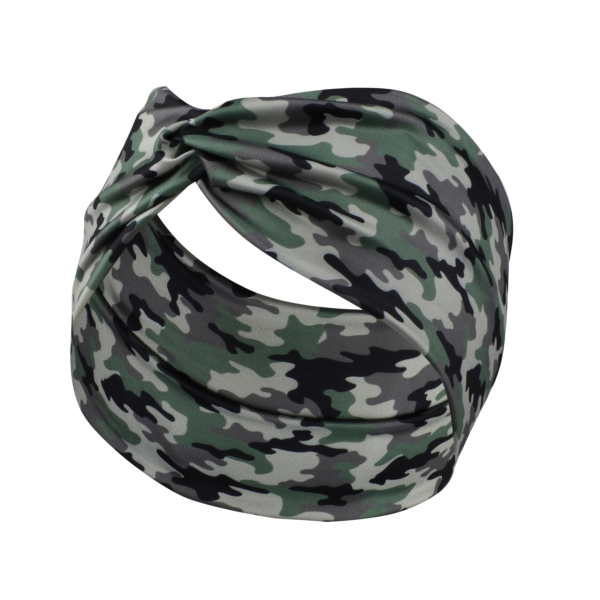 Camouflage Print Wide Headbands Women Knotted Turban Elastic Non Slip Hair Bands