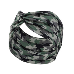 Camouflage Print Wide Headbands Women Knotted Turban Elastic Non Slip Hair Bands