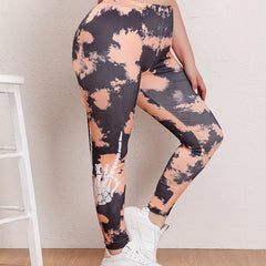  Women's Skull Print Tie Dye High Rise Skinny Trousers