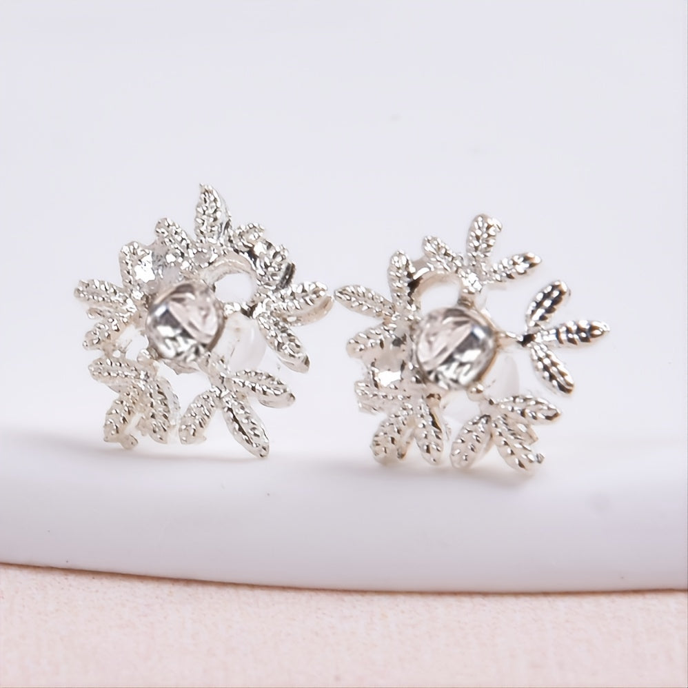 3pcs Silver Snowflake Necklace & Earrings Set