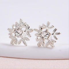 3pcs Silver Snowflake Necklace & Earrings Set