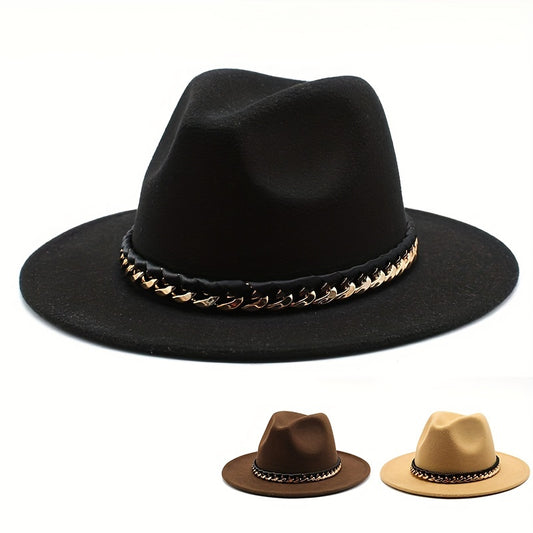 Men's Woolen Jazz Hat British Style Autumn Winter Large Brim Top Hat
