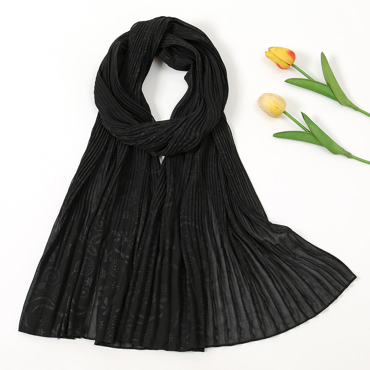 Soft Embossed Striped Scarf Sun Protection Skin Friendly