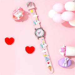 Kids Unicorn Quartz Watch Colorful Plastic Band