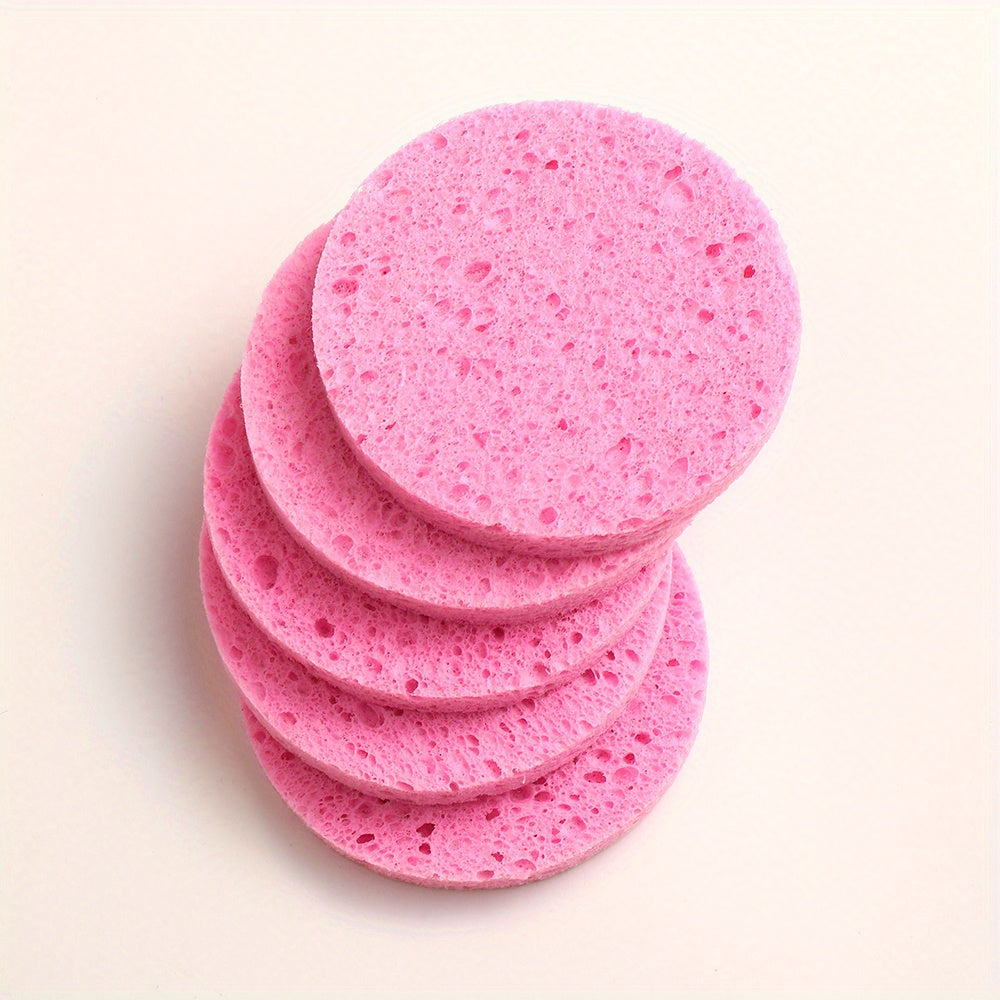 5 Pcs Reusable Face Wash Puff Wood Pulp Facial Sponge Puff