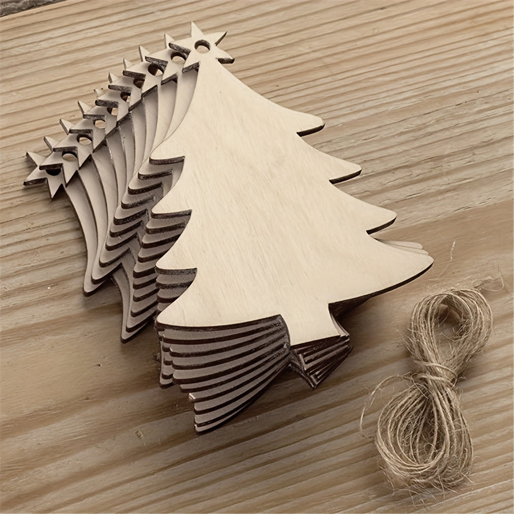 10pcs DIY Wooden Christmas Tree Decorations Snowman Pendants