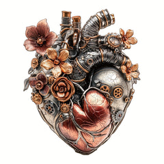 Steampunk Mechanical Heart Wooden Puzzle Floral Gear Brain Teaser for Adults