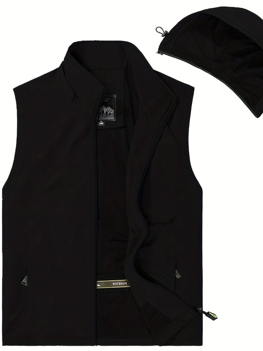 Men's Zipper Pockets Cargo Vest with Hood