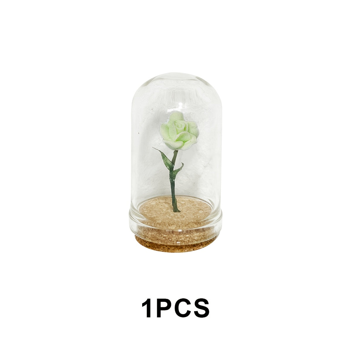 1pc Rose in Glass Dome Decorative Flower Collectible Ornament