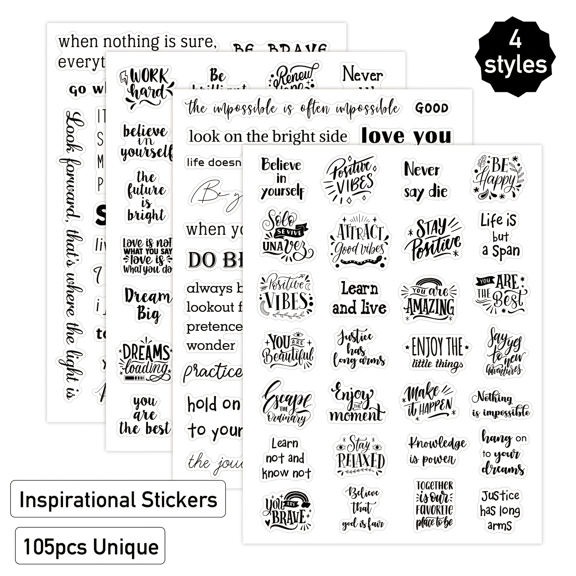 Arrival Text Sticker Single Sheet Transparent Encouragement Quote