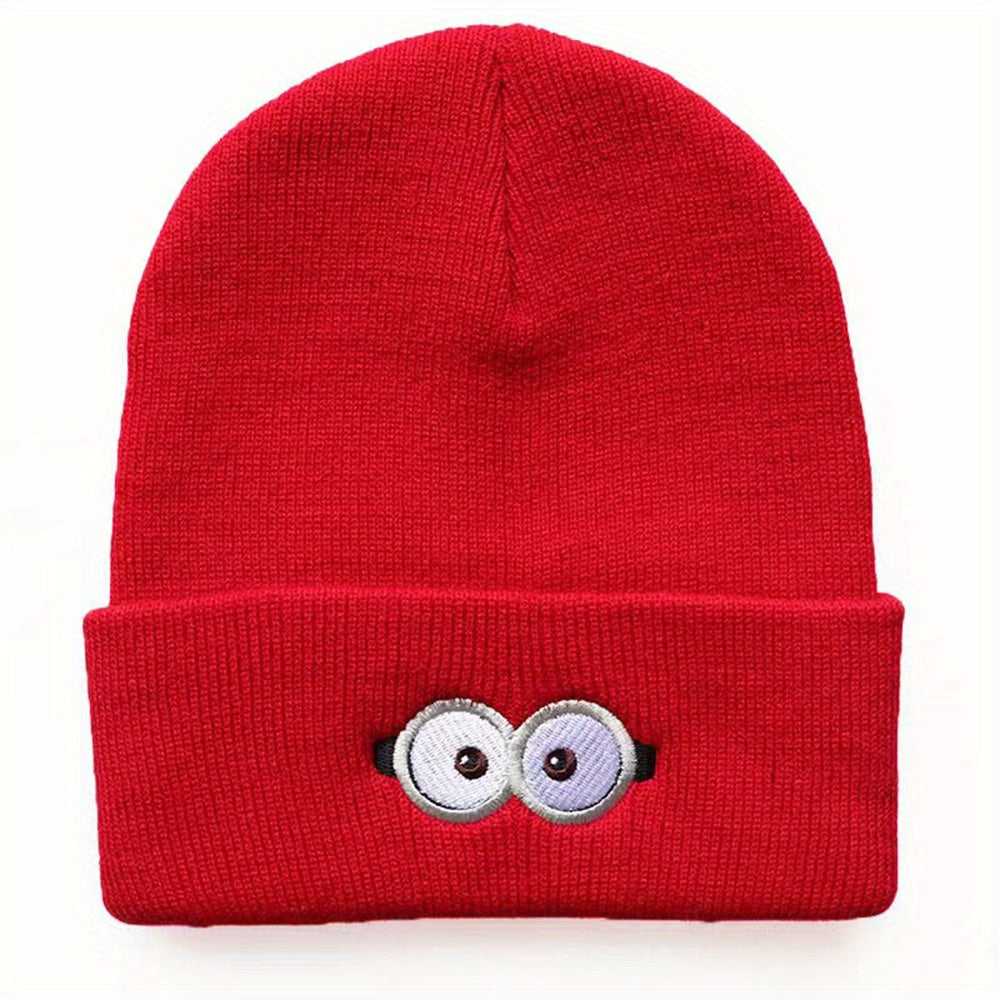 Embroidery Beanie Cartoon Unisex Knit Hat Elastic Skull Cap