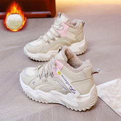 Women's Faux Fur Lined Chunky Sneakers Winter Running Shoes