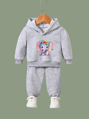 Sweet Flower Elephant Print 2pcs Girls Outfits For Sports