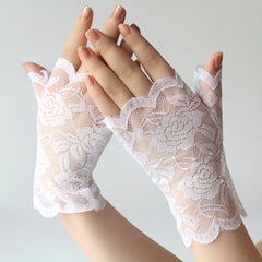 Short Lace Gloves Fingerless Sunscreen Vintage Ladies Girls Gloves