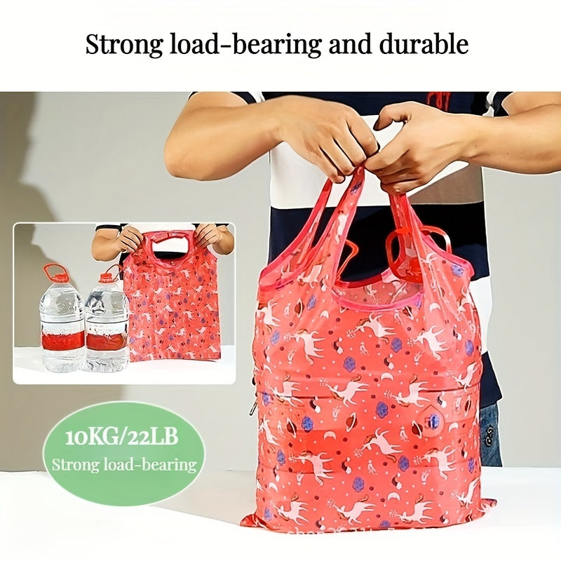Fashionable Printed Handbag Foldable Portable Lightweight Tote Bag