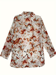  Tie Dye Long Sleeve Button Up Tunic Shirt Top