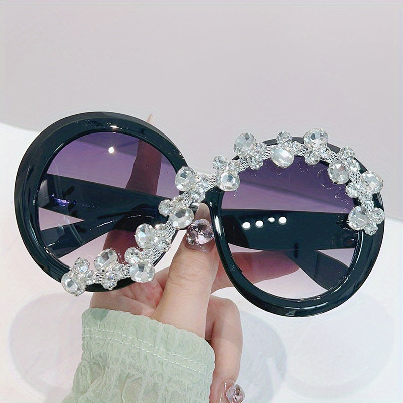 Oversized Rhinestone Sunglasses for Women UV400
