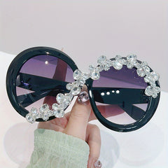 Oversized Rhinestone Sunglasses for Women UV400