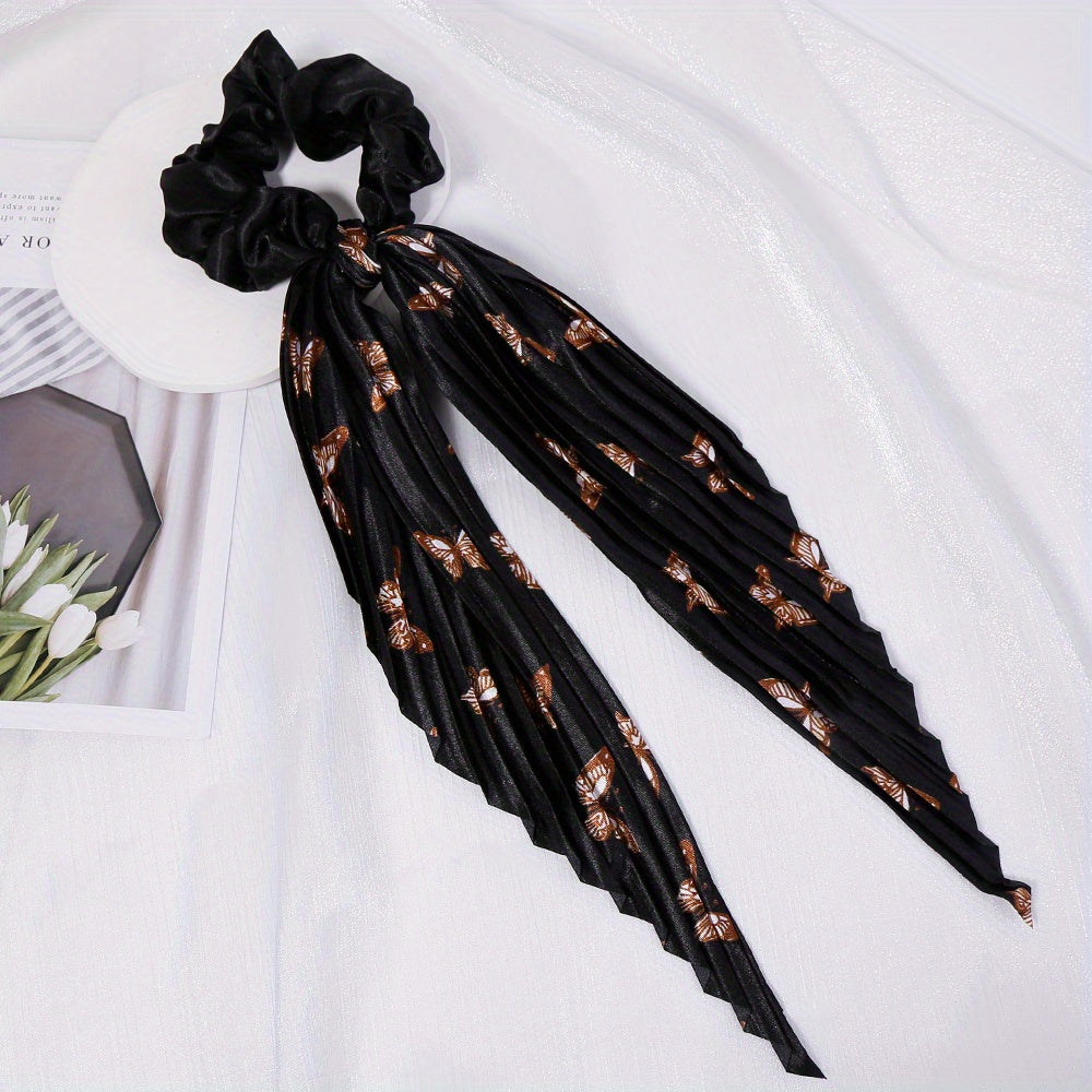 Scrunchie Butterfly Pattern Long Streamer Bowknot Hair Tie Ponytail Hair Rope