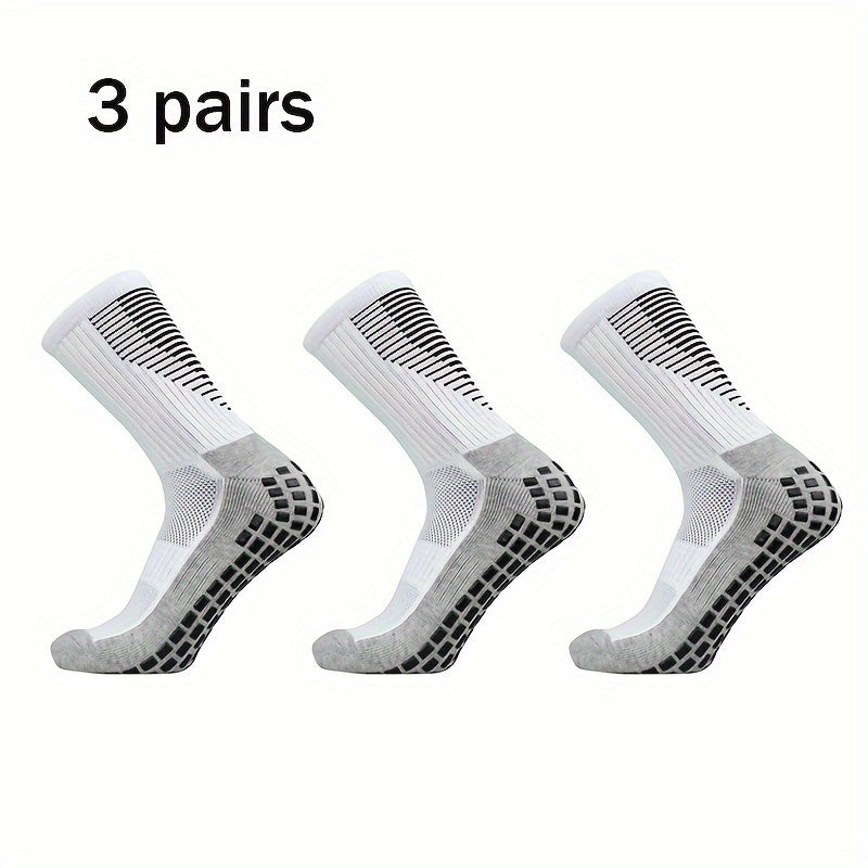 3 Pairs Non Slip Football Socks for Men Sport Socks Running Basketball Crew