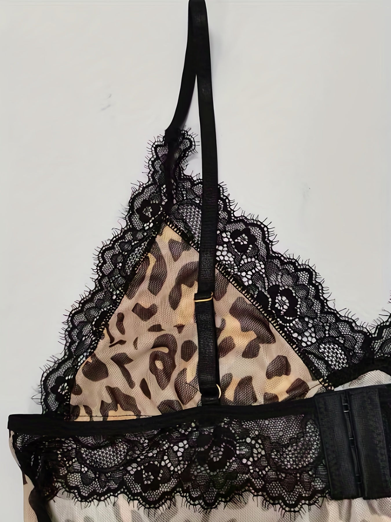  Leopard Print Lace Hollow Out Sexy Bodysuit