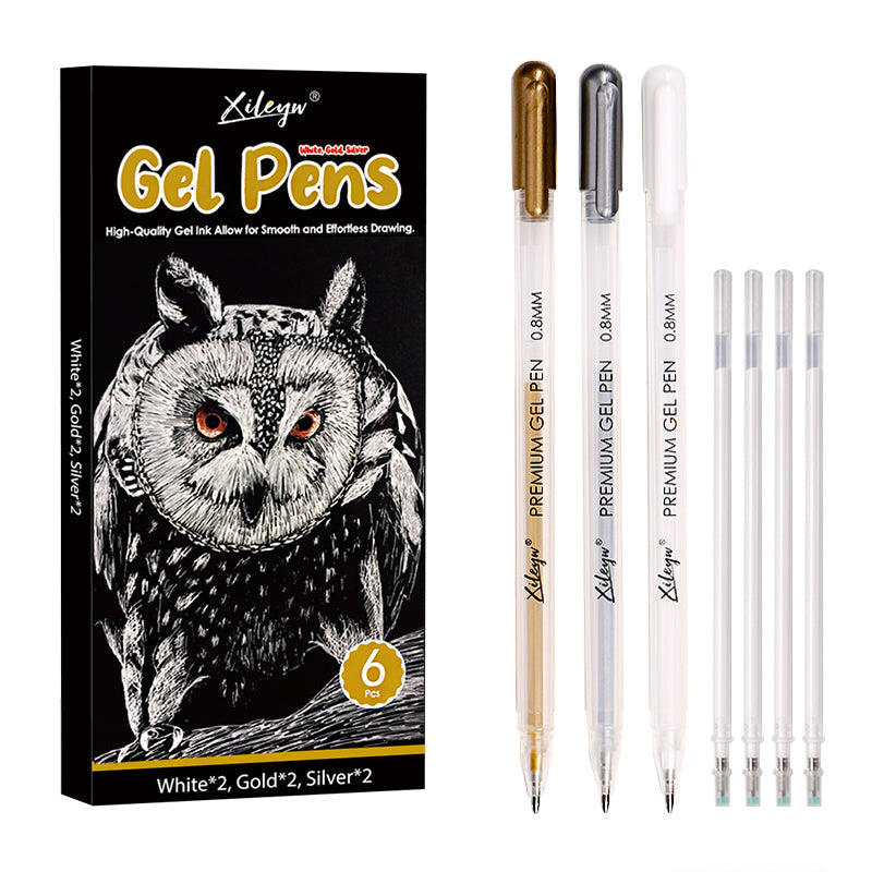 3 Gel Pen Set Silver Nibs 0.8mm & 1mm Drawing Sketching Illustrating