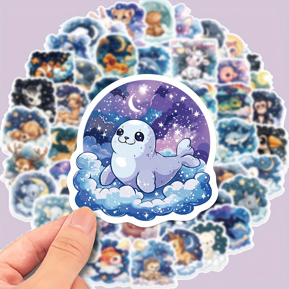 60pcs Reusable Adhesive Stickers Animals & Creatures Starry Night Designs
