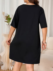  Letter Graphic Nightdress Short Sleeve Sleep Dress