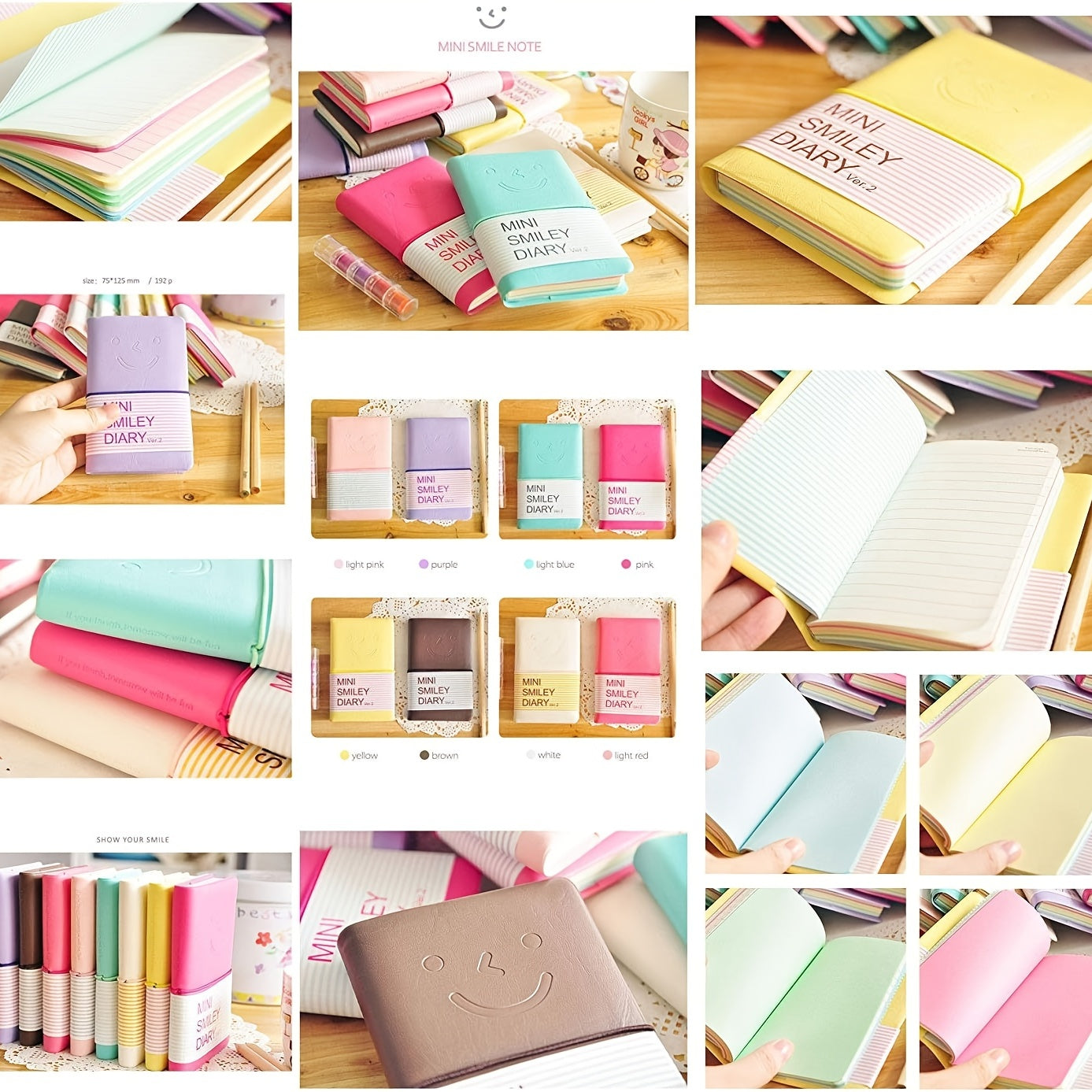 Mini Smiley Face Journal Set with PU Leather Case