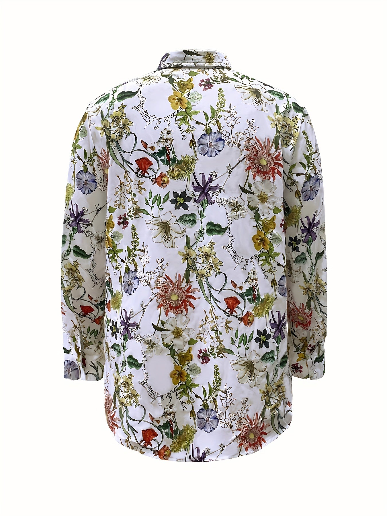  Floral Print Long Sleeve Button Up Casual Blouse