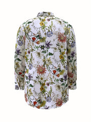  Floral Print Long Sleeve Button Up Casual Blouse