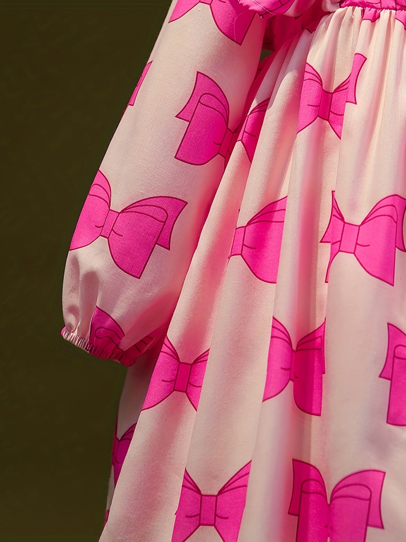 Sweet Bow Allover Princess Dress For Kid Girls Ruffle Trims Casual Dresses