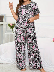  Leopard & Butterfly Print Pajama Set
