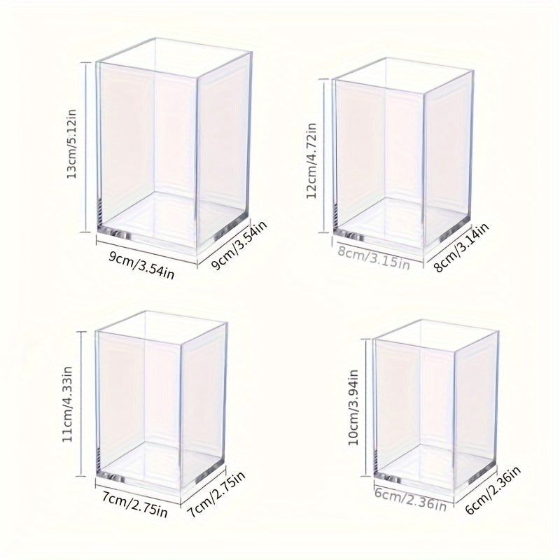 Acrylic Pen Holder Desktop Pencil Cup Organizer Clear Base