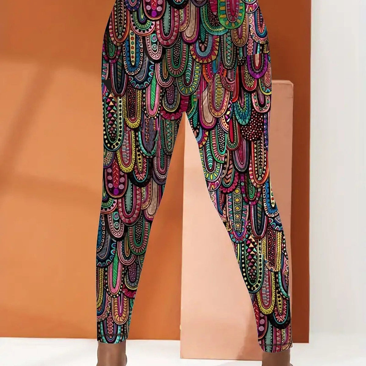  Paisley Print High Rise Boho Leggings