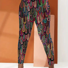  Paisley Print High Rise Boho Leggings
