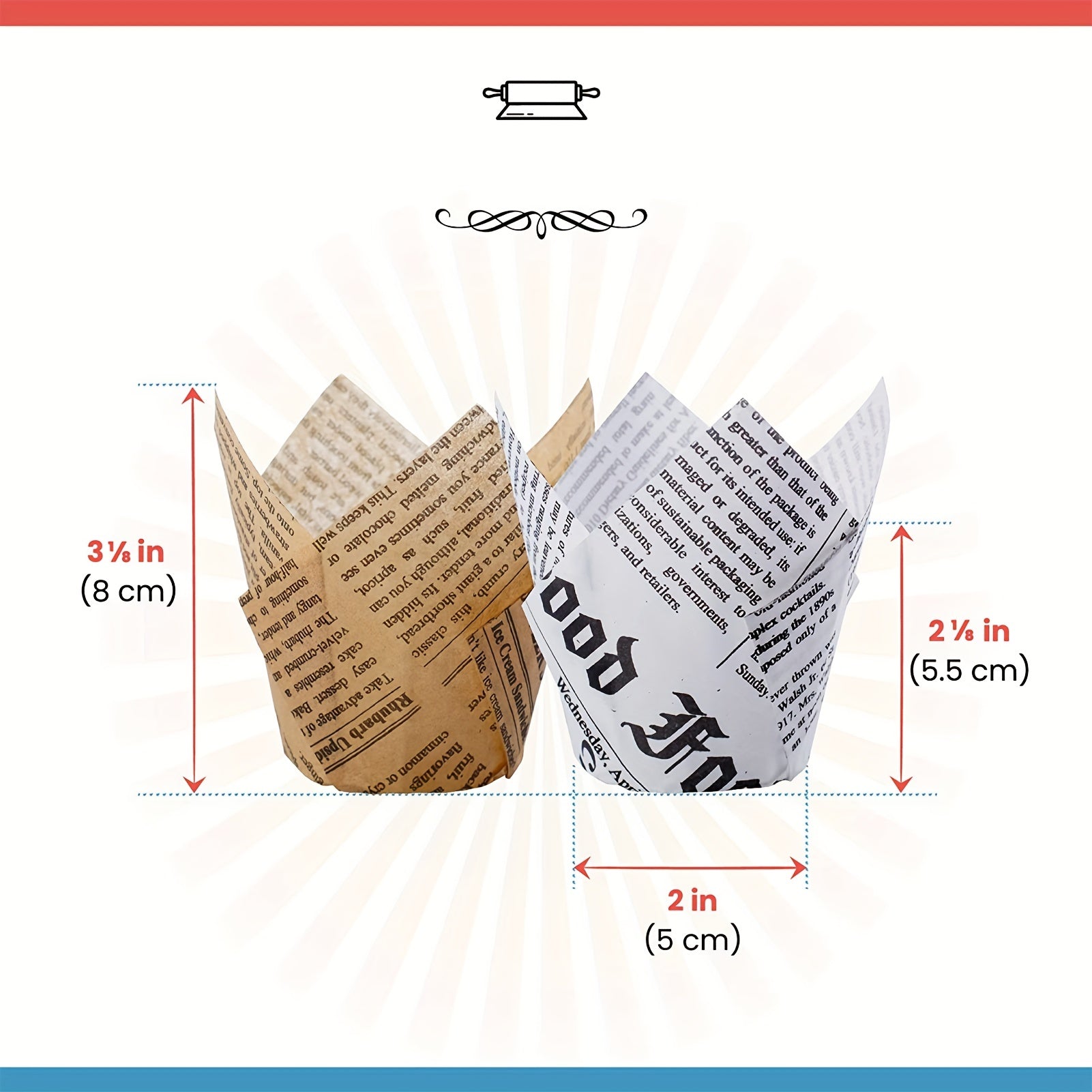 100pcs Newspaper Baking Cups for Cupcakes Muffins