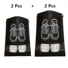 4pcs Travel Shoes Bag Portable Non-woven Storage Bag Drawstring Shoes Bundle Poc