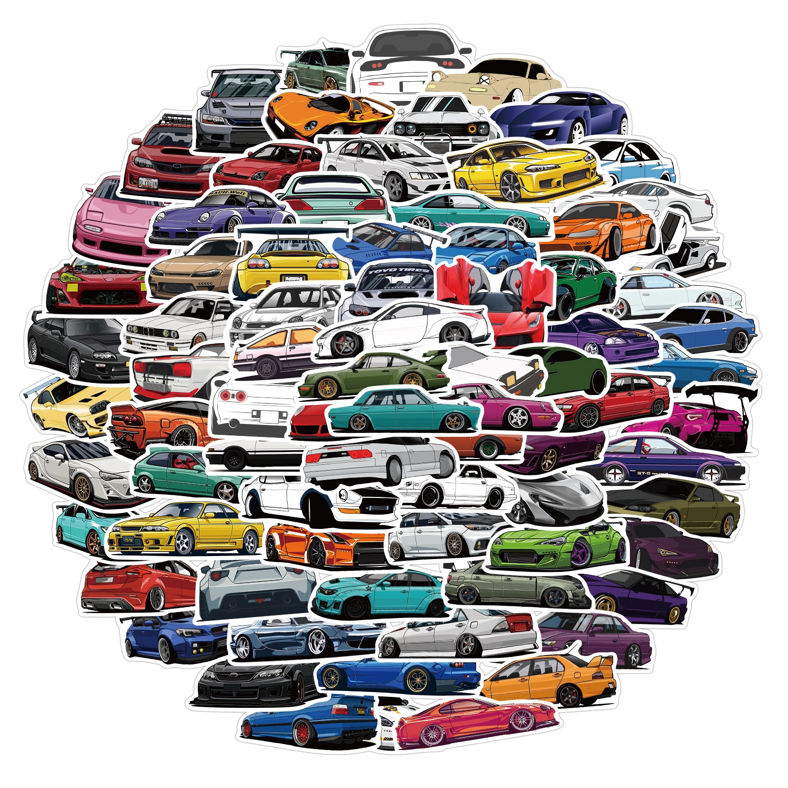 100pcs Cartoon Race Car Waterproof Stickers