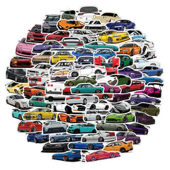 100pcs Cartoon Race Car Waterproof Stickers