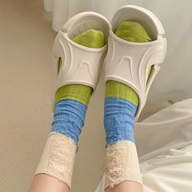 Colorblock Ripped Socks All-match Women's Stockings